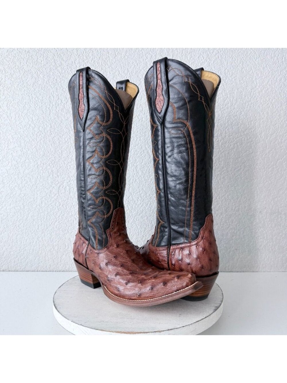 Rod Patrick Brown Full Quill Ostrich Cowboy Boots Cowgirl Snip Toe Western 9.5